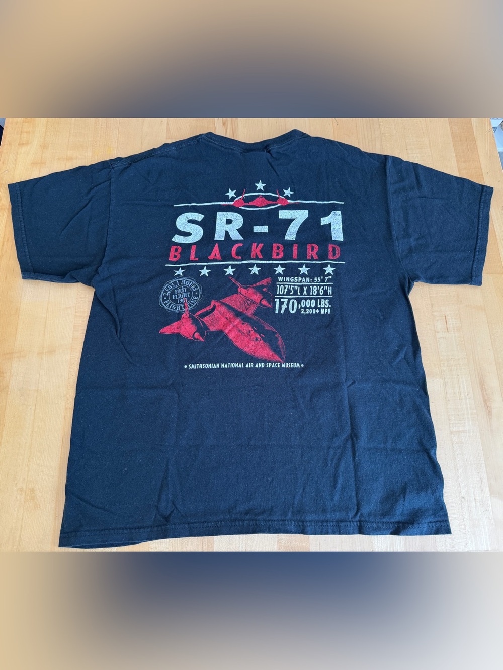 Smithsonian Institute T-Shirt Adult L Black SR-71 Blackbird Air & Space Museum